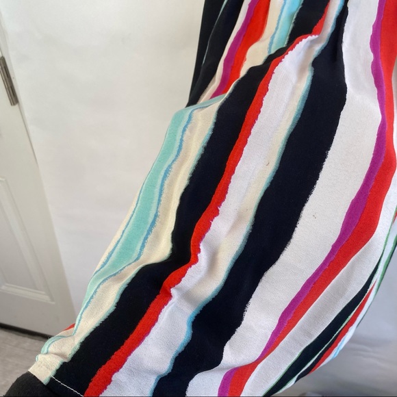 Anthro Maeve Capped Striped Midi Dress 4 - Picture 3 of 7